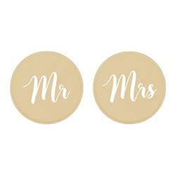 Drink Tops 5010-2 Mr. & Mrs. Wedding Glass Cover - Ivory, Set Of 2