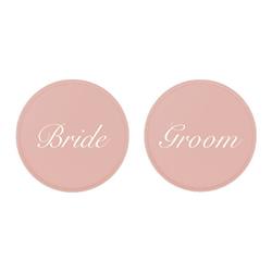 Drink Tops 5010-1 Bride & Groom Wedding Wine Glass Cover - Rose, Set Of 2