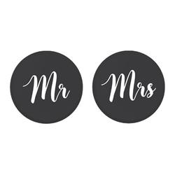 Drink Tops 5010-5 Mr. & Mrs. Wedding Glass Cover - Black, Set Of 2