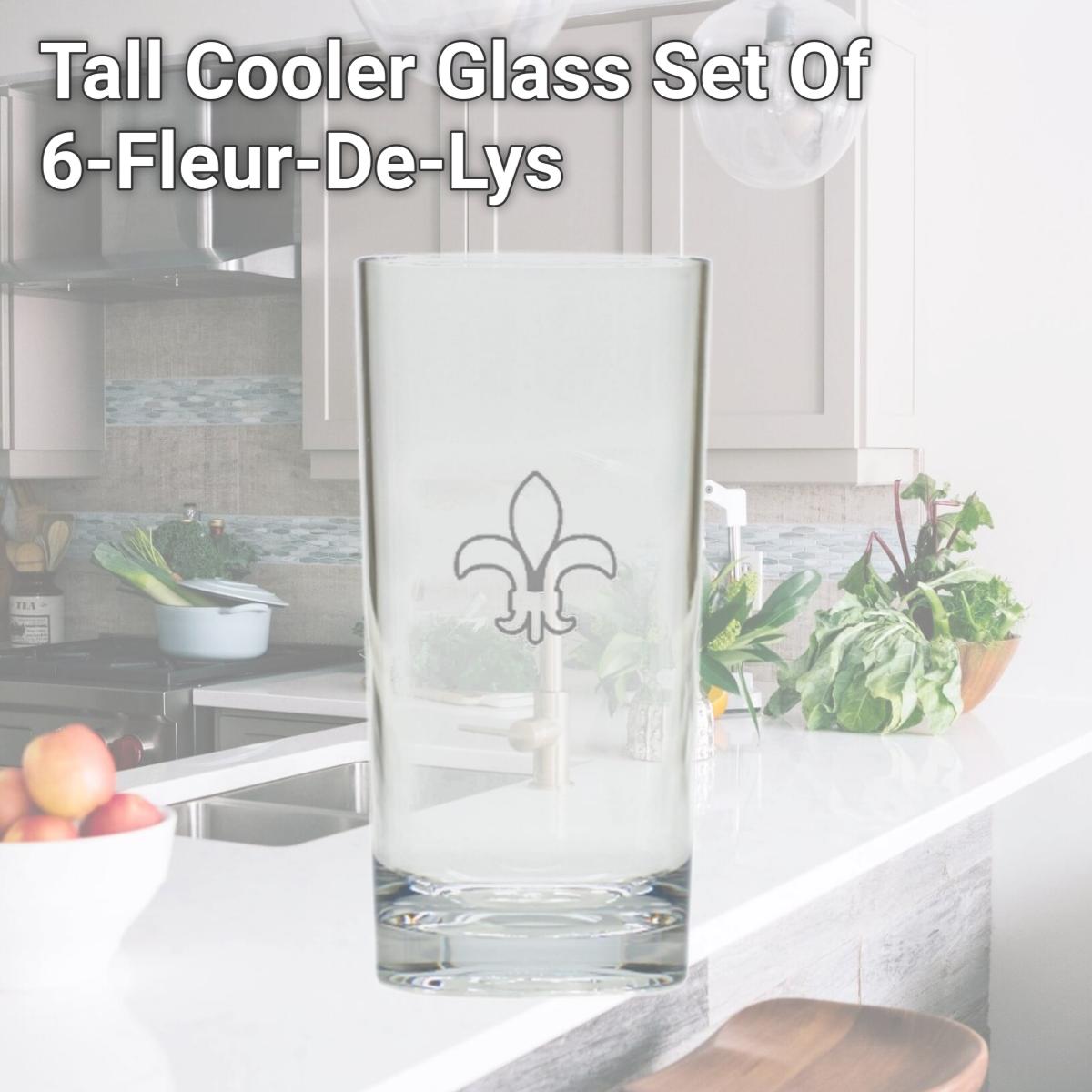 Picture of Carved Solutions Tall Cooler Glass Set Of 6-Fleur-De-Lys