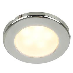 958109121 24v Euro Led 75 3 In. Round Screw Mount Down Light With Stainless Steel Rim, Warm White