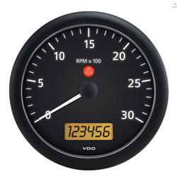A2c53194597-s View Line Onyx 3000 Rpm 5 In. Tachometer With 2 Hourmeters, Clock & Voltmeter - 12-24v