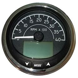 Mgt059 4 In. Tachometer 4000 Rpm J1939 Compatible Without Pressure Port - Euro Black With Stainless Steel Bezel