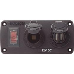 S 4363 Water Resistant Usb Accessory Panels - 15a Circuit Breaker, 12v Socket & 2.1a Dual Usb Charger