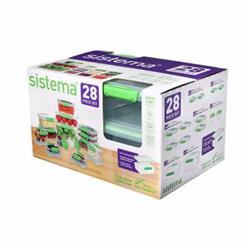 Newell 65602zs Sistema Multi Piece Food Storage Containers In Assorted Shapes, Clear With Green - Set Of 28
