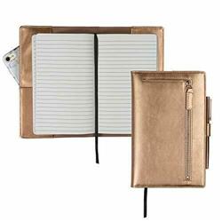 71829 Padfolio Notebook With Accessory Zipper Pocket, Rose Gold