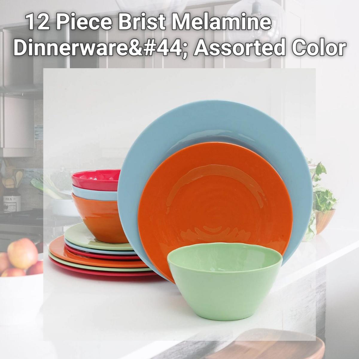 Picture of Gibson 107279.12 12 Piece Brist Melamine Dinnerware, Assorted Color