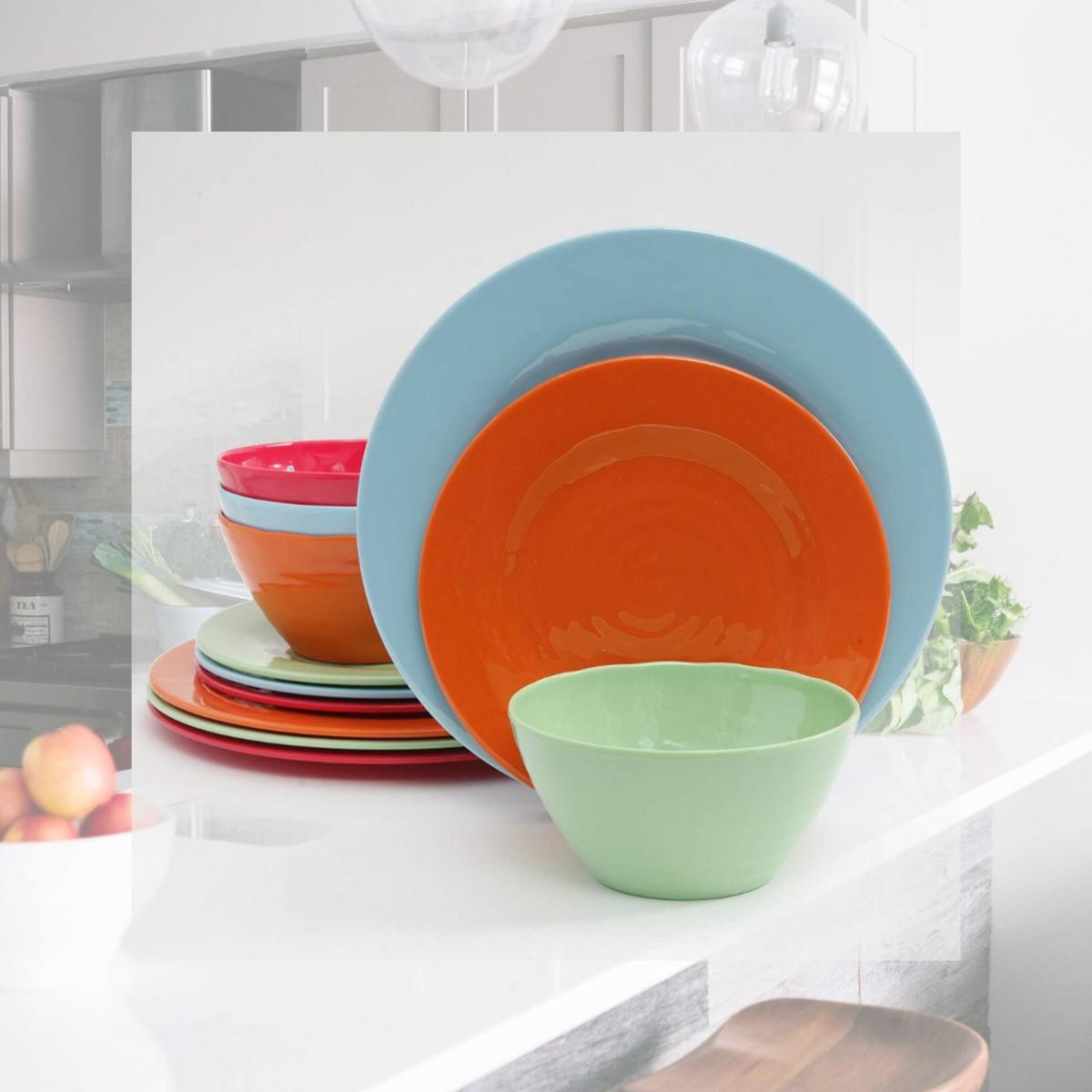 Picture of Gibson 107279.12 12 Piece Brist Melamine Dinnerware, Assorted Color