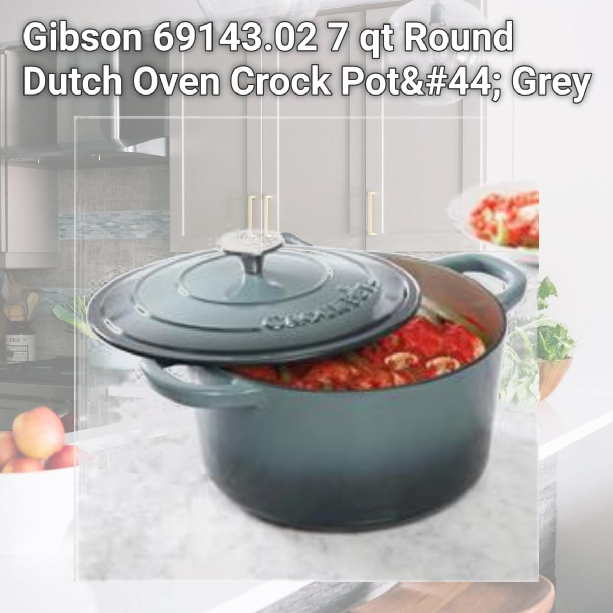Picture of Gibson 69143.02 7 qt Round Dutch Oven Crock Pot, Grey