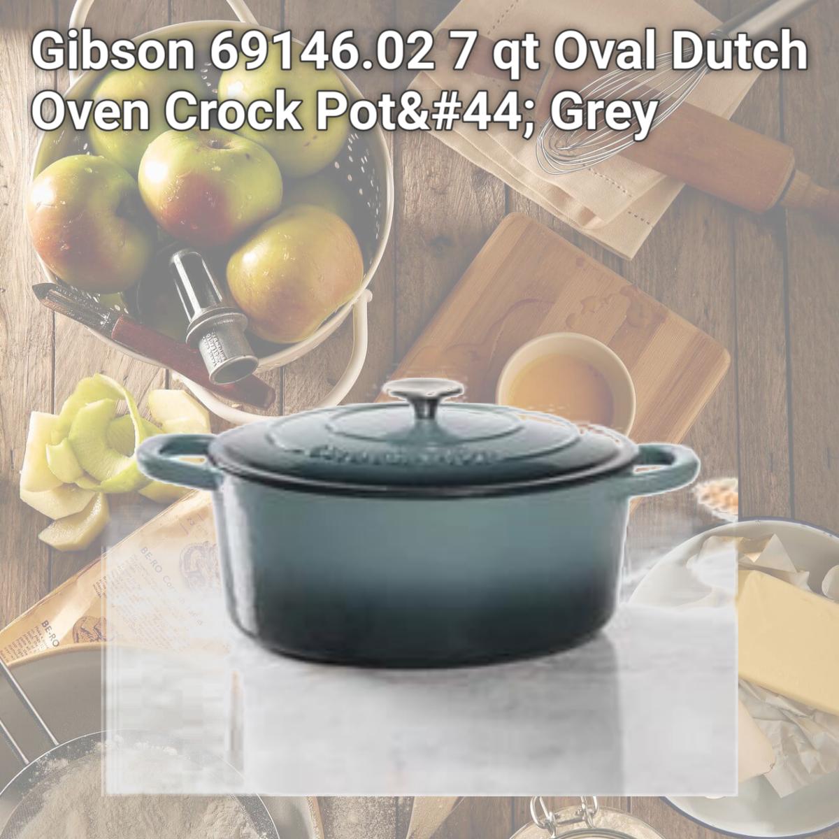 Picture of Gibson 69146.02 7 qt Oval Dutch Oven Crock Pot, Grey