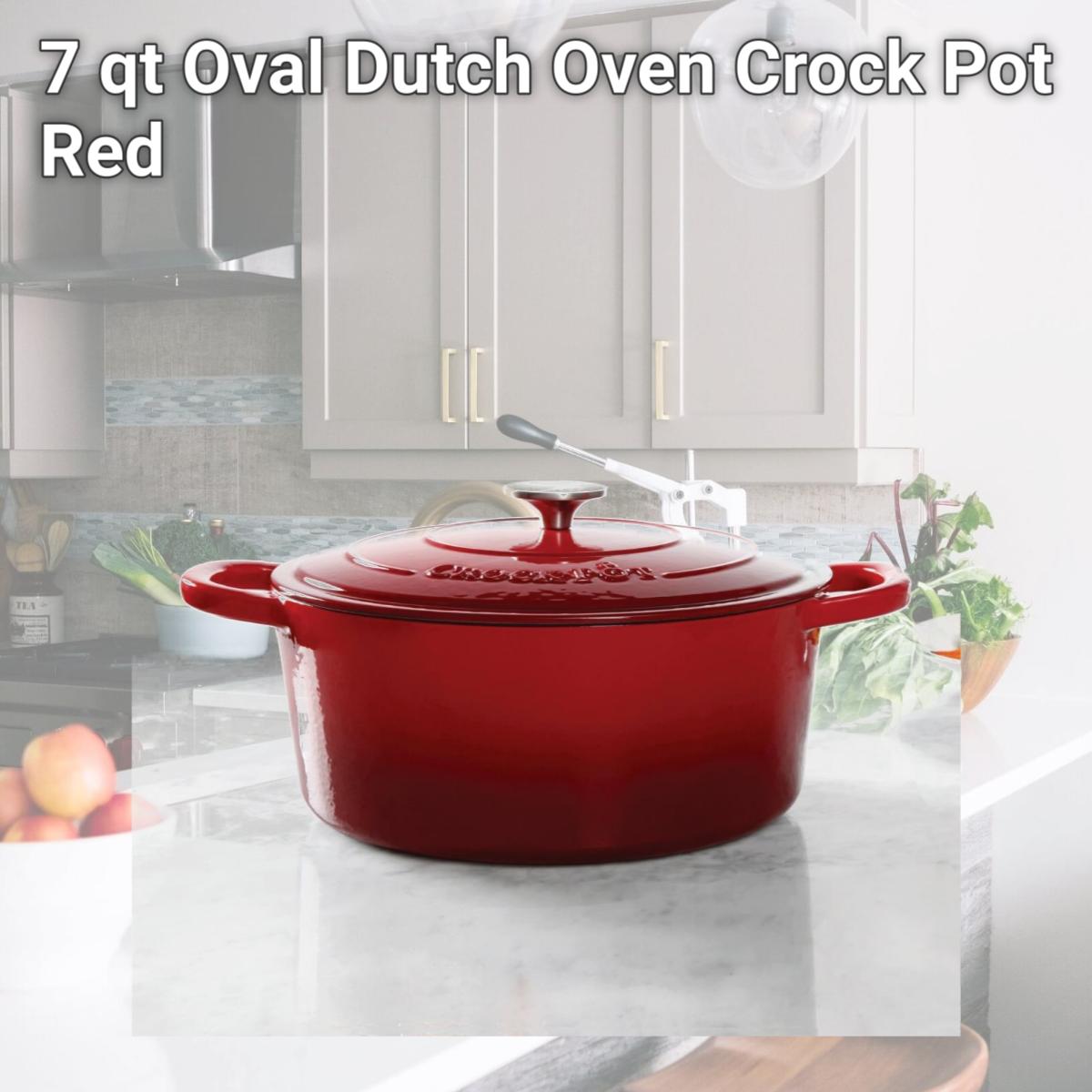 Picture of Gibson 69147.02 7 qt Oval Dutch Oven Crock Pot, Red
