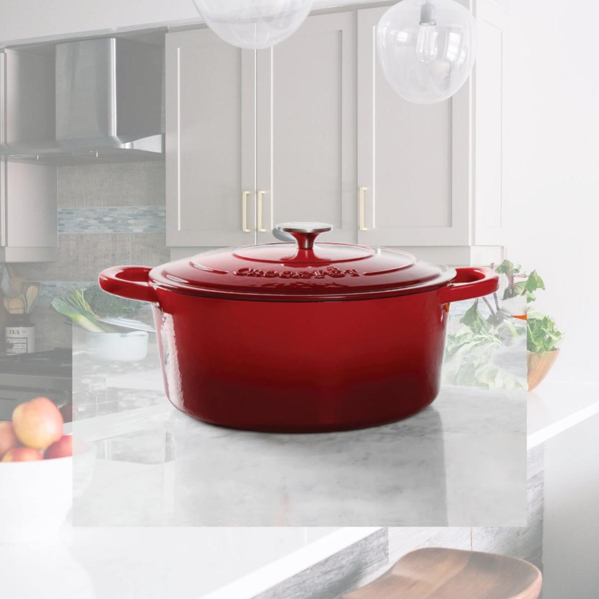 Picture of Gibson 69147.02 7 qt Oval Dutch Oven Crock Pot, Red