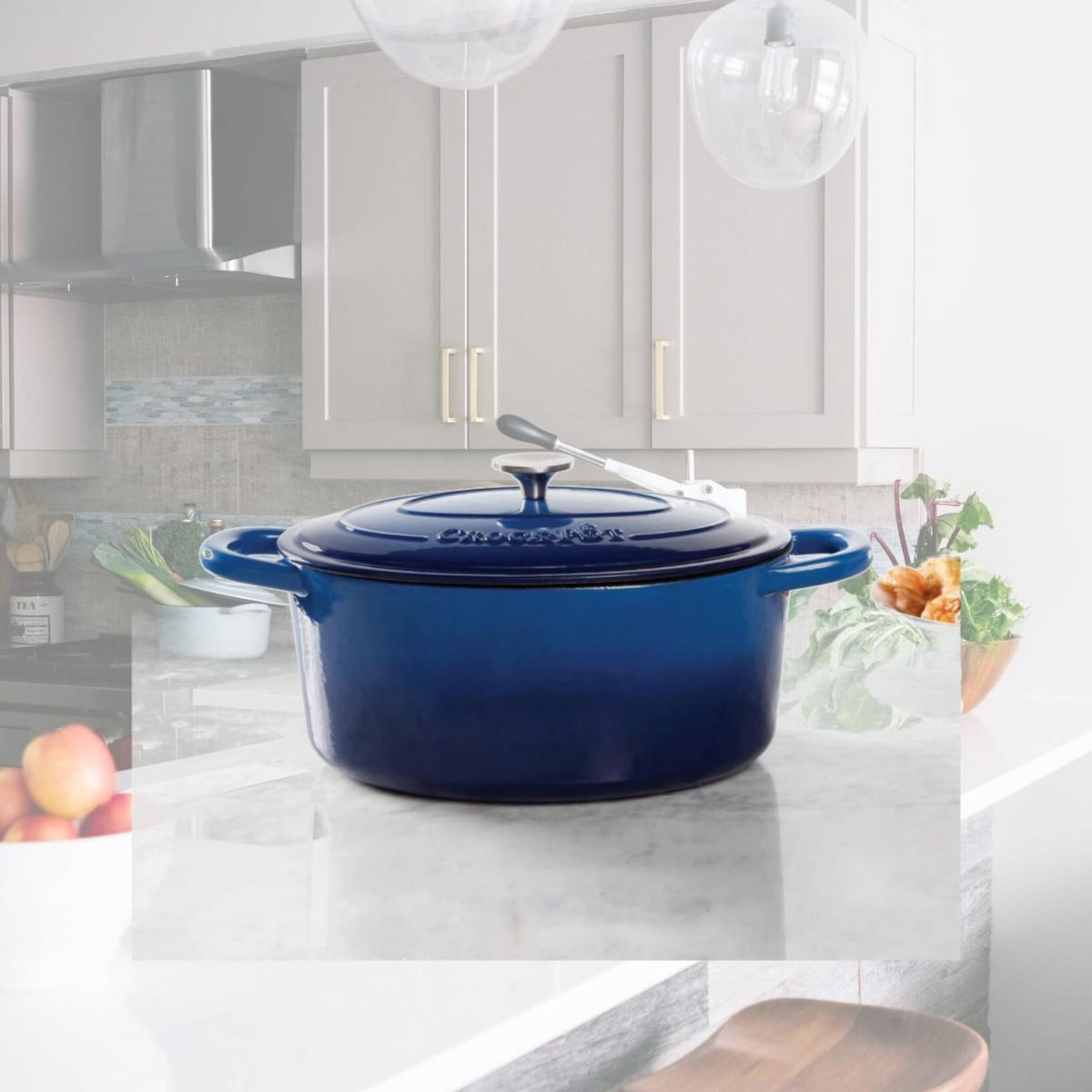 Picture of Gibson 69149.02 7 qt Oval Dutch Oven Crock Pot, Sappire