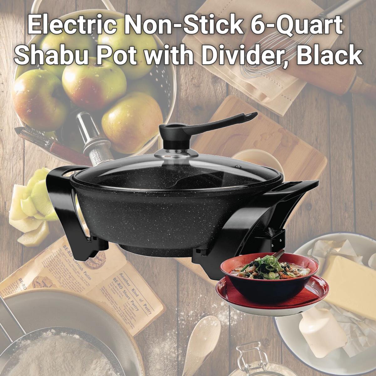 Picture of Brentwood SK-72BK Electric Non-Stick 6-Quart Shabu Pot with Divider, Black