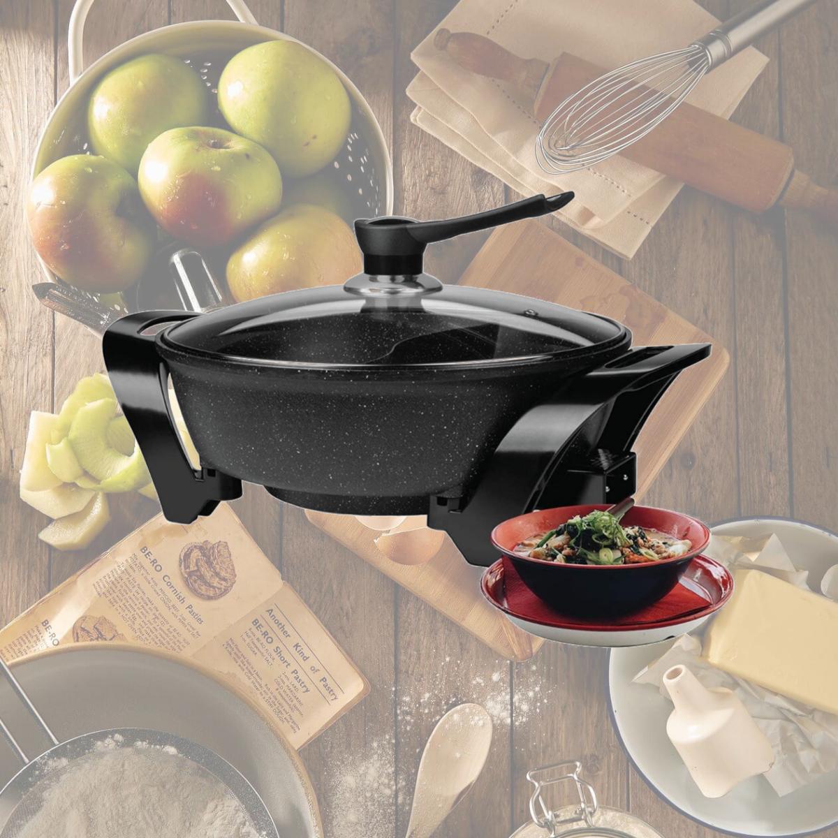 Picture of Brentwood SK-72BK Electric Non-Stick 6-Quart Shabu Pot with Divider, Black