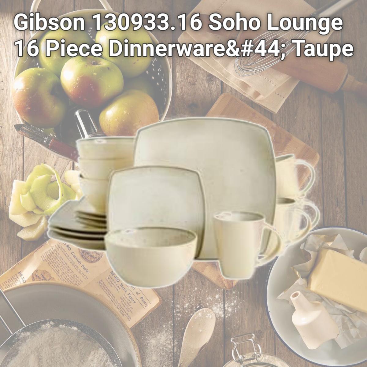 Picture of Gibson 130933.16 Soho Lounge 16 Piece Dinnerware, Taupe