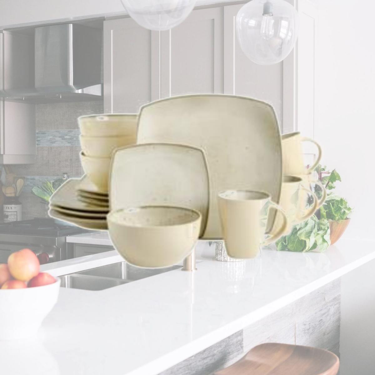Picture of Gibson 130933.16 Soho Lounge 16 Piece Dinnerware, Taupe