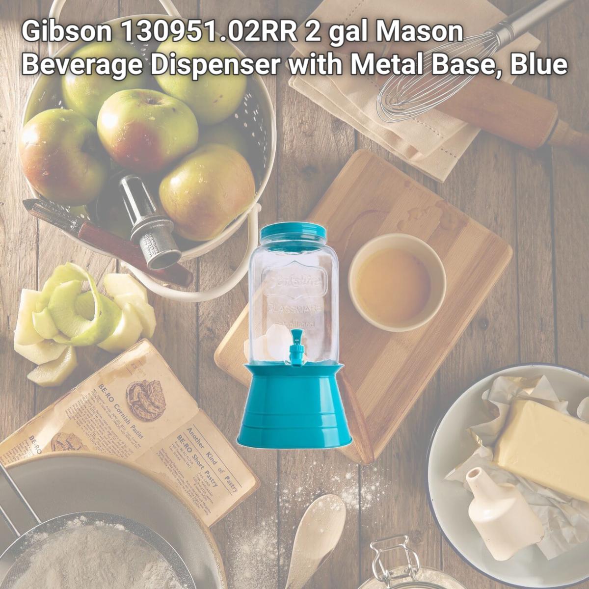 Picture of Gibson 130951.02RR 2 gal Mason Beverage Dispenser with Metal Base, Blue
