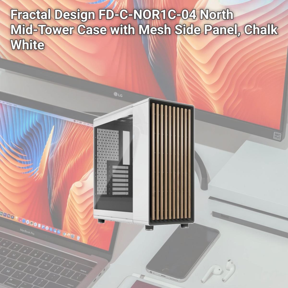 Picture of Fractal Design FD-C-NOR1C-04 North Mid-Tower Case with Mesh Side Panel, Chalk White