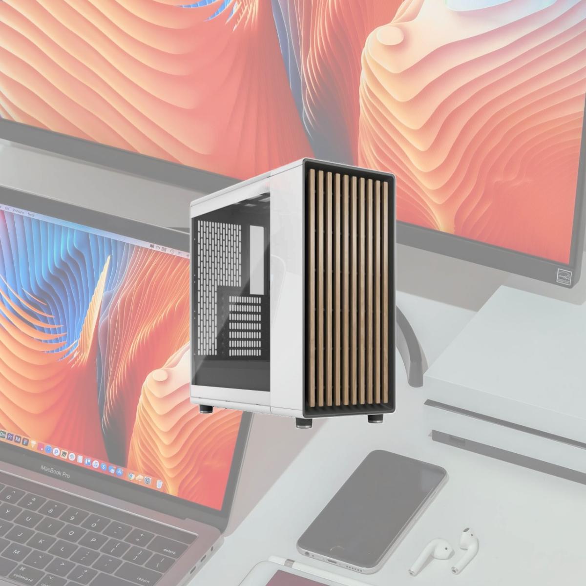 Picture of Fractal Design FD-C-NOR1C-04 North Mid-Tower Case with Mesh Side Panel, Chalk White