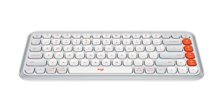 Logitech 920-012935 POP Icon Keys Keyboard, Off White Orange