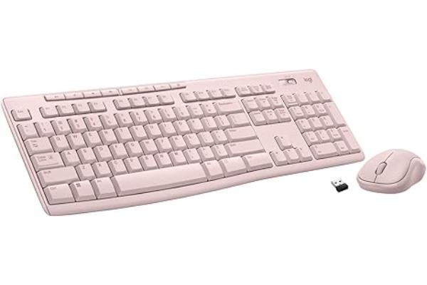 Logitech 920-013270 MK270 Wireless Keyboard & Mouse Combo for Windows - 2.4 GHz - 8 Multimedia Keys - PC - Laptop - Rose