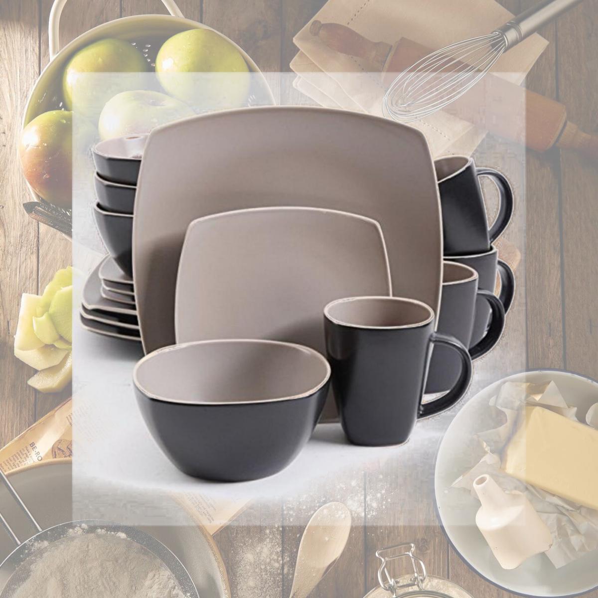 Picture of Gibson 94854.16 GH SoHo Lounge - Matte Taupe, Black, 16 Piece