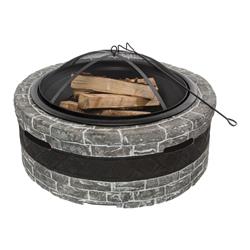 Sjfp35-cs-stn 35 In. Cast Stone Fire Pit - Charcoal Gray