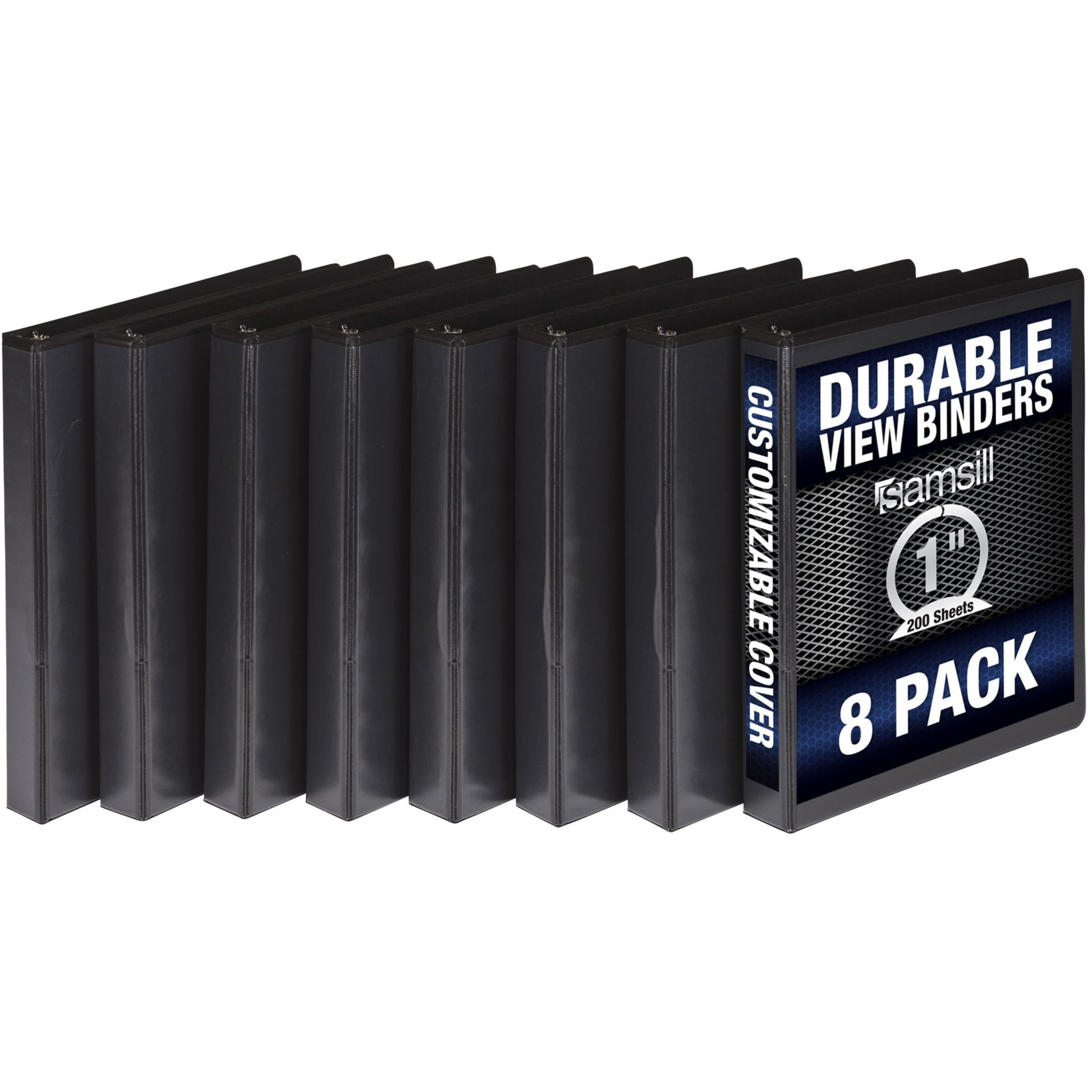 S88430 1 In. Economy Durable View Binder - Black, Pack Of 8