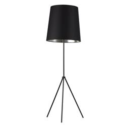 1 Light 3 Leg Oversize Drum Floor Lamp With Matte Black & Silver Shade