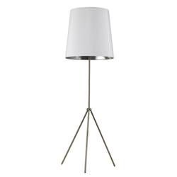 1 Light 3 Leg Oversize Drum Floor Lamp With White-silver Shade, Satin Chrome Finish
