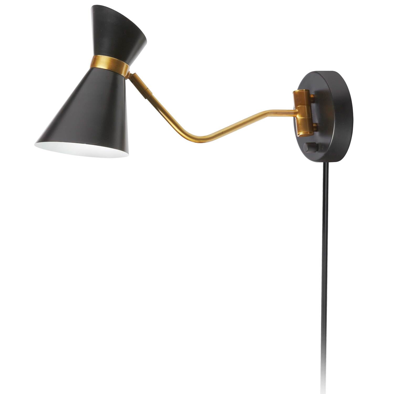 1 Light Swing Arm Lamp, Black & Vintage Bronze Finish
