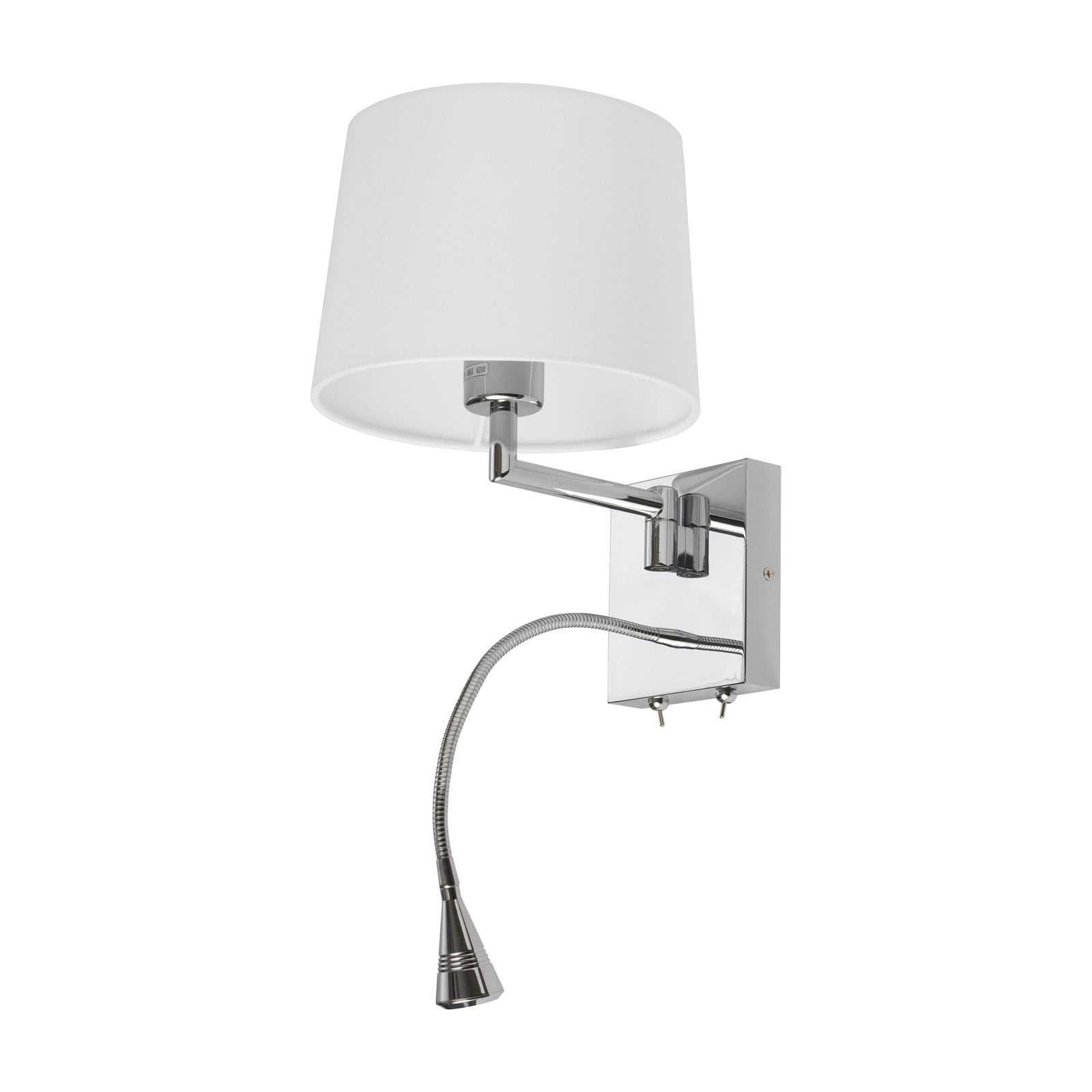 Dled426a Wall Sconce With Led Reading Lamp, Polished Chrome - 12 X 8.5 X 8.5 In.