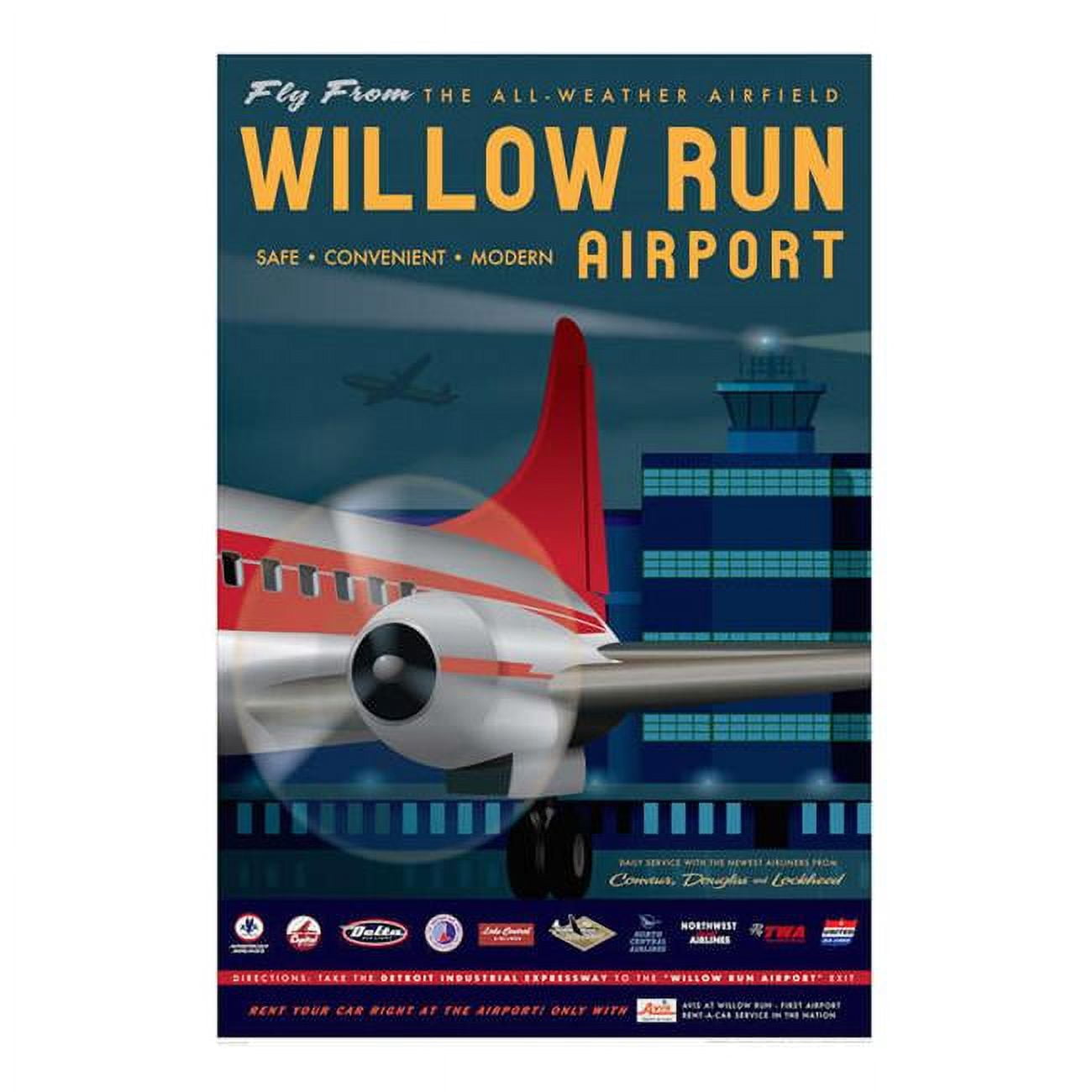 Ja046 14 X 20 In.willow Run Airport Poster