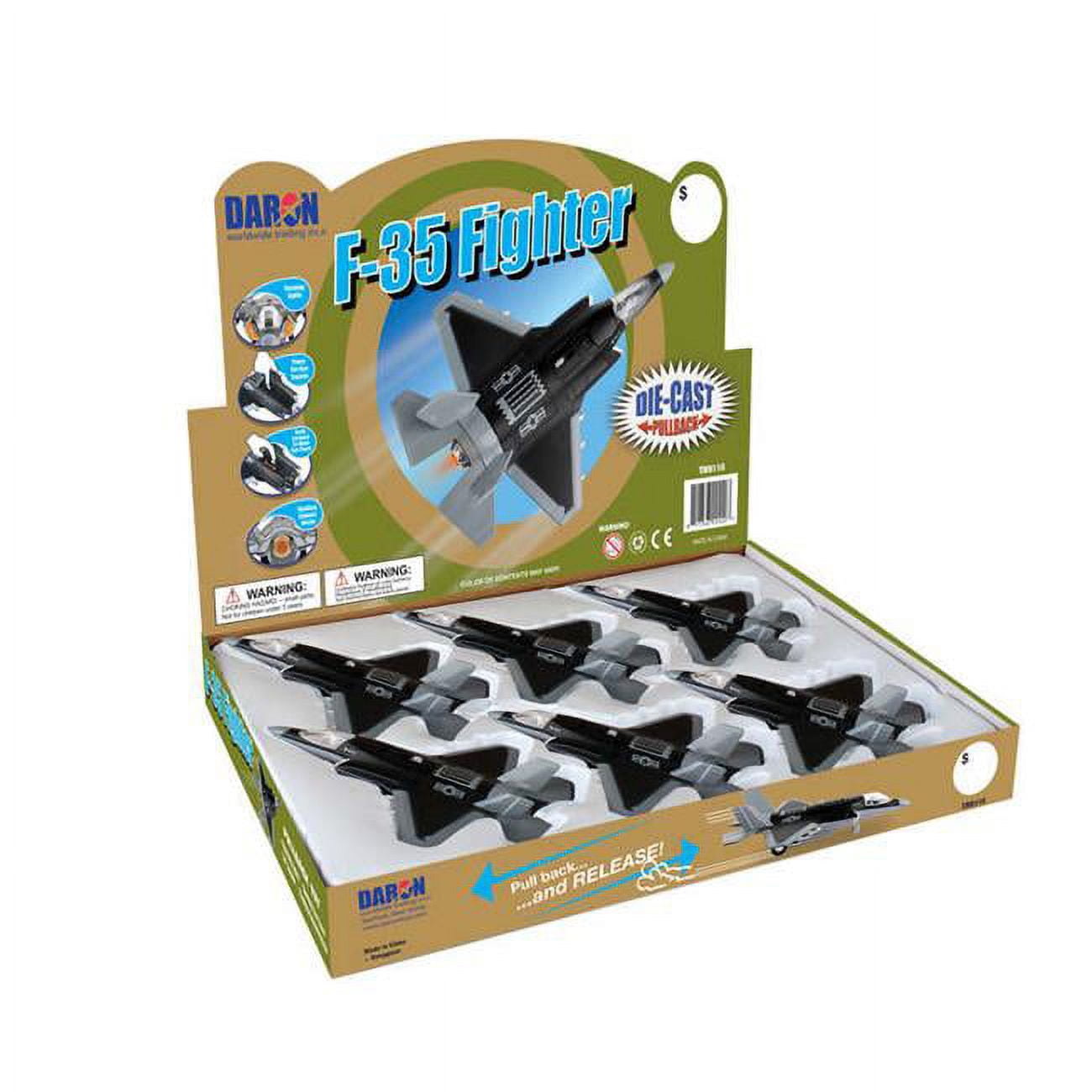 Diecast Pullbacks Tm8110 F-35 Jet Fighter Pullback With Lights & Sound - 6 Piece Counter Display