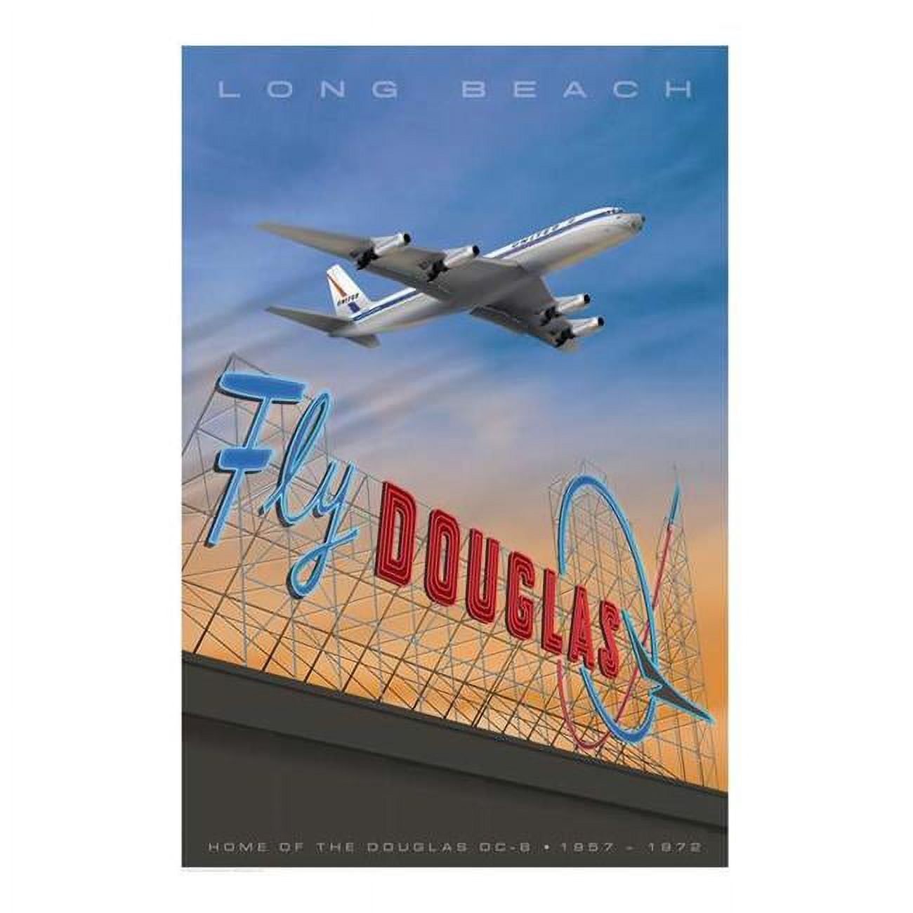 Ja073 Long Beach United Dc-8 Poster Model Airplane