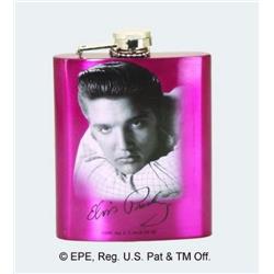 15690f 7 Oz Hip Flask - Elvis, Hot Pink