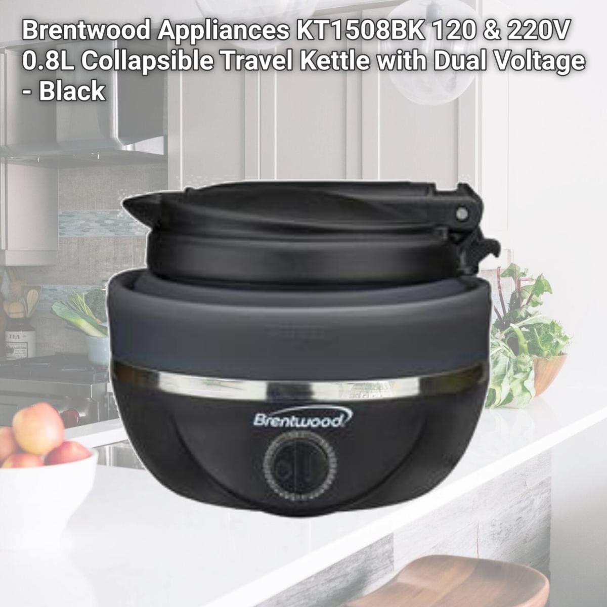 Picture of Brentwood Appliances KT1508BK 120 & 220V 0.8L Collapsible Travel Kettle with Dual Voltage - Black