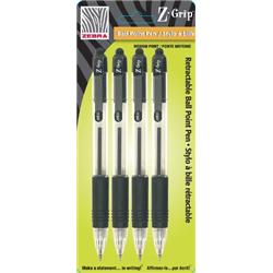 22214 1.0 Mm Z-grip Retractable Ballpoint Pen, Black - Pack Of 4