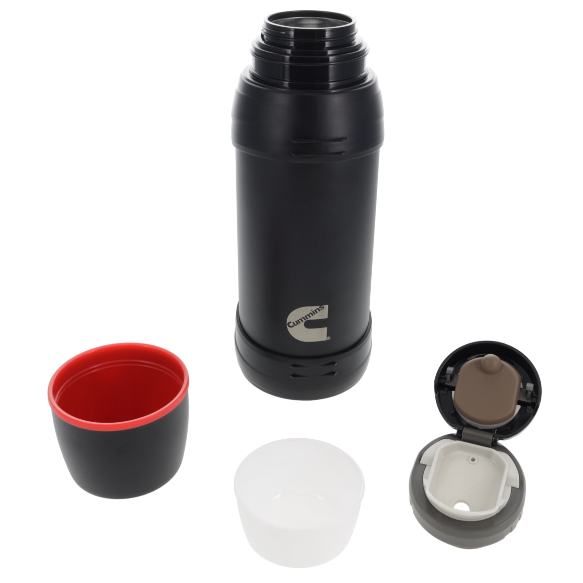 Picture of Cummins CMNTHERMOSBK Large 2 Liter Stainless Steel Insulated Water Bottle 67 oz Vacuum-Insulated Thermal, Black & Red