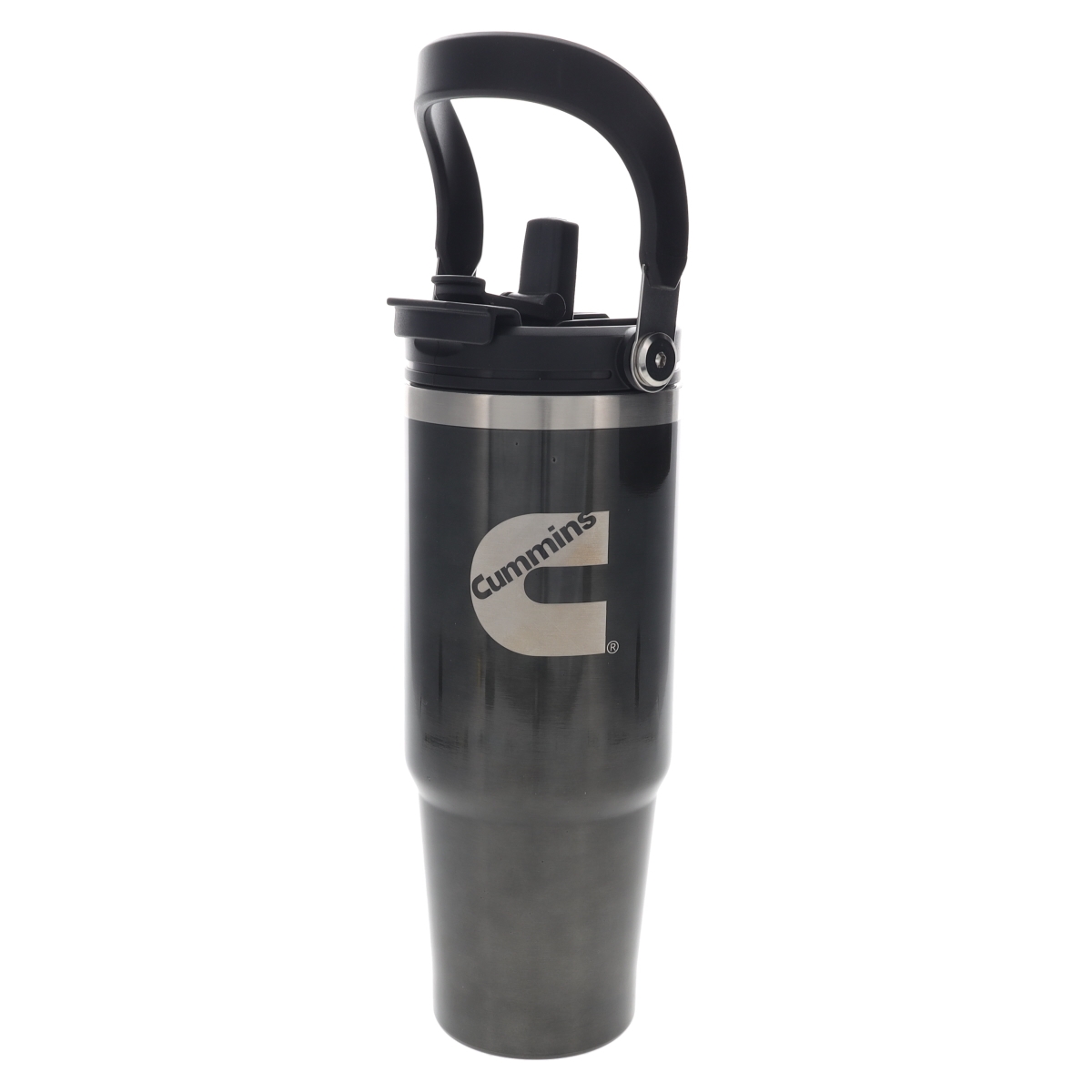 Picture of Cummins CMN35402 30 oz 2-in-1 Travel Mug with Flip Lid & Straw with Stainless Steel Handle - Metallic Gray