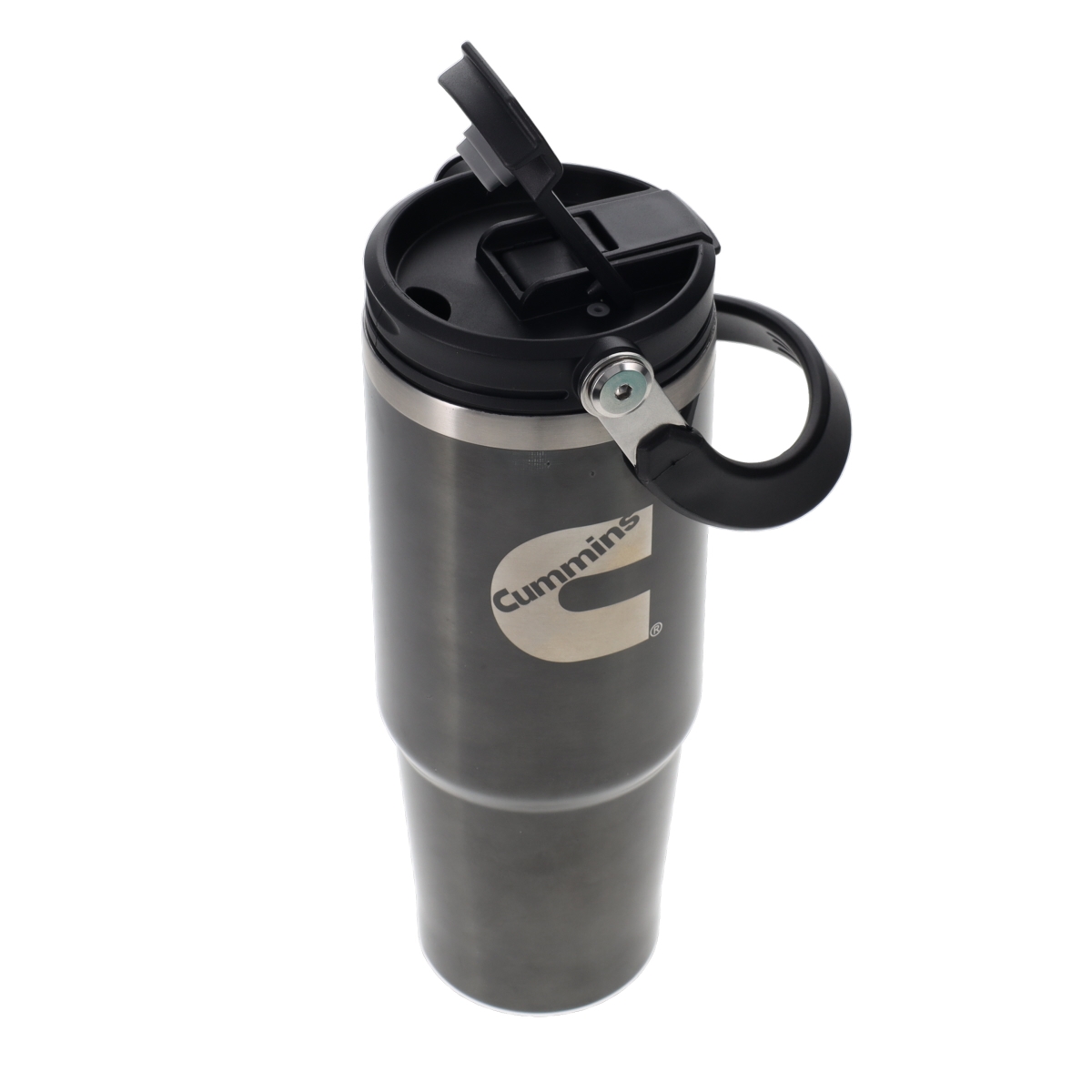 Picture of Cummins CMN35402 30 oz 2-in-1 Travel Mug with Flip Lid & Straw with Stainless Steel Handle - Metallic Gray