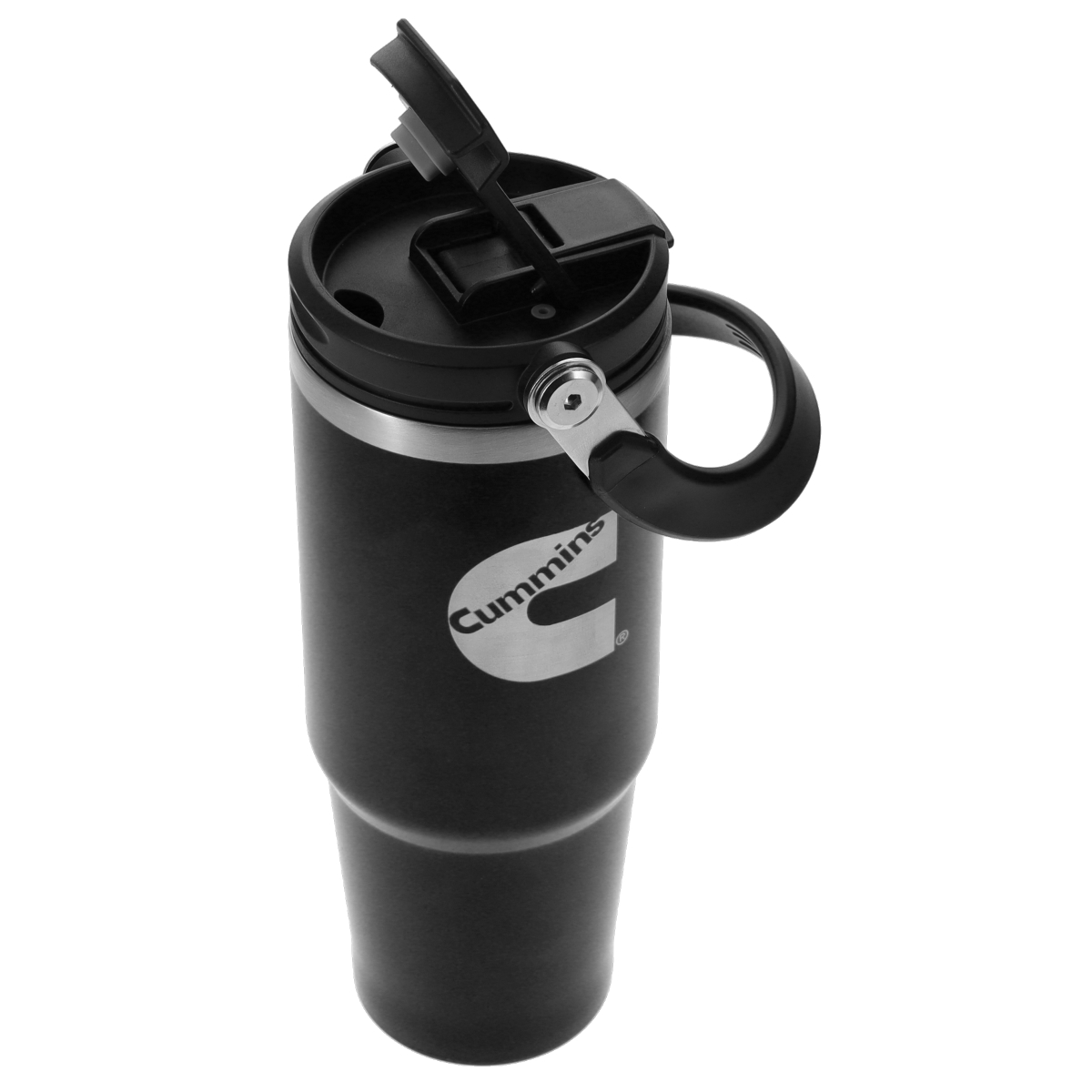 Picture of Cummins CMN35401 2-in-1 30 oz Travel Tumbler with Handle Stainless Steel with Flip Lid & Straw - Black
