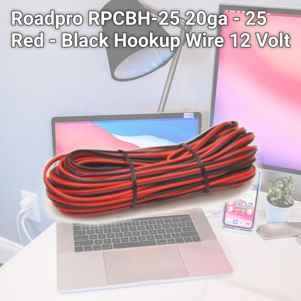 Picture of Roadpro RPCBH-25 20ga - 25 Red - Black Hookup Wire 12 Volt