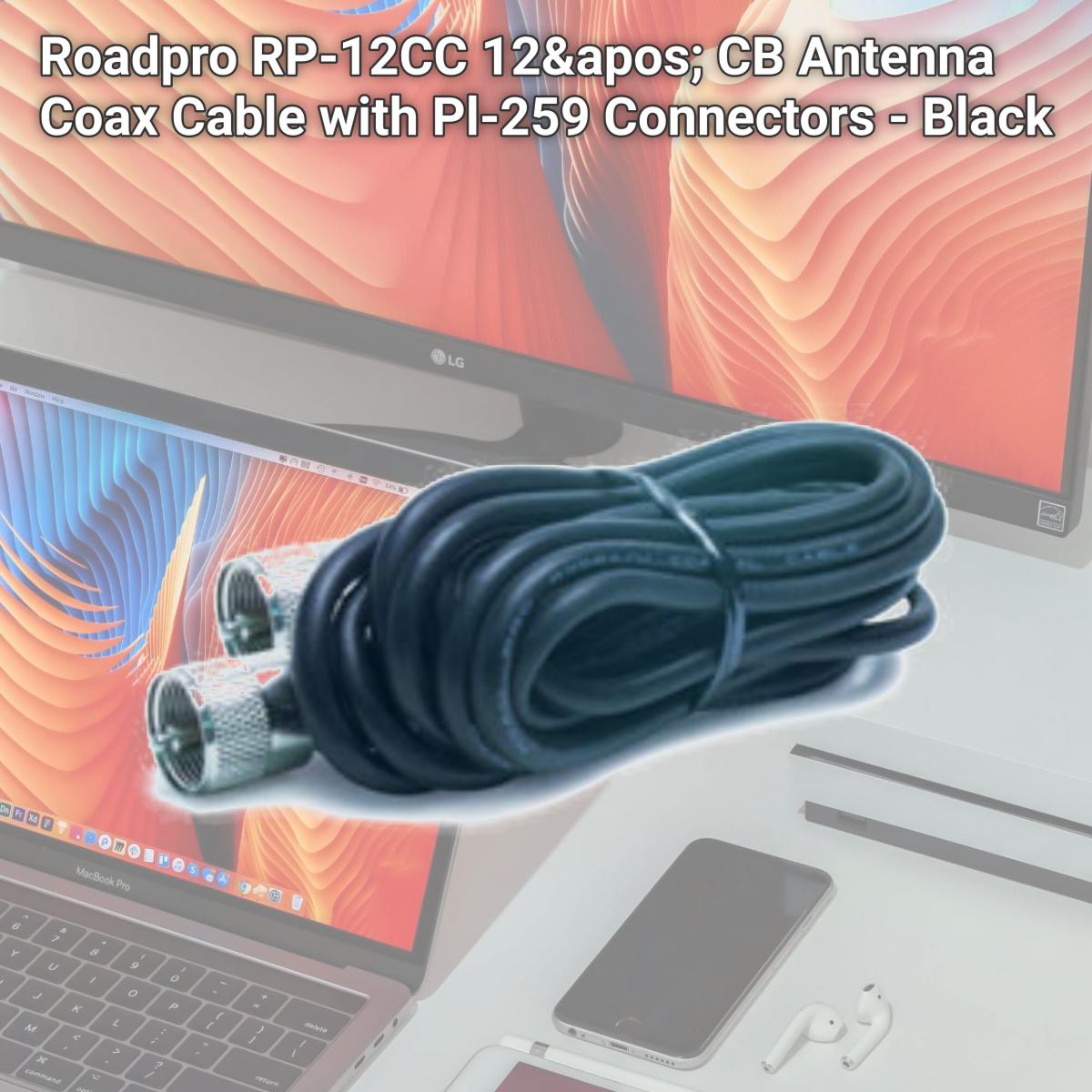 Picture of Roadpro RP-12CC 12&apos; CB Antenna Coax Cable with Pl-259 Connectors - Black 