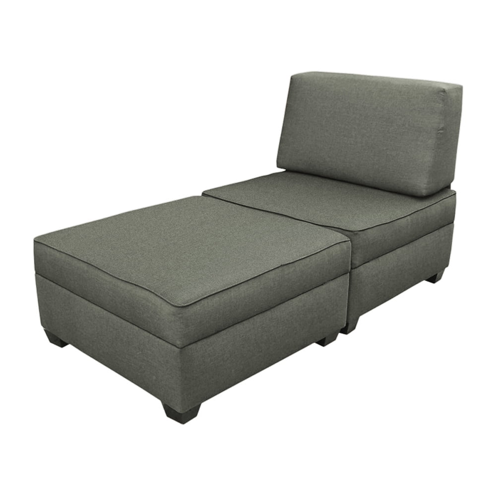 Mfcl-gr 36 In. Chaise Lounge Plus 1 Storage Ottomans - Flint
