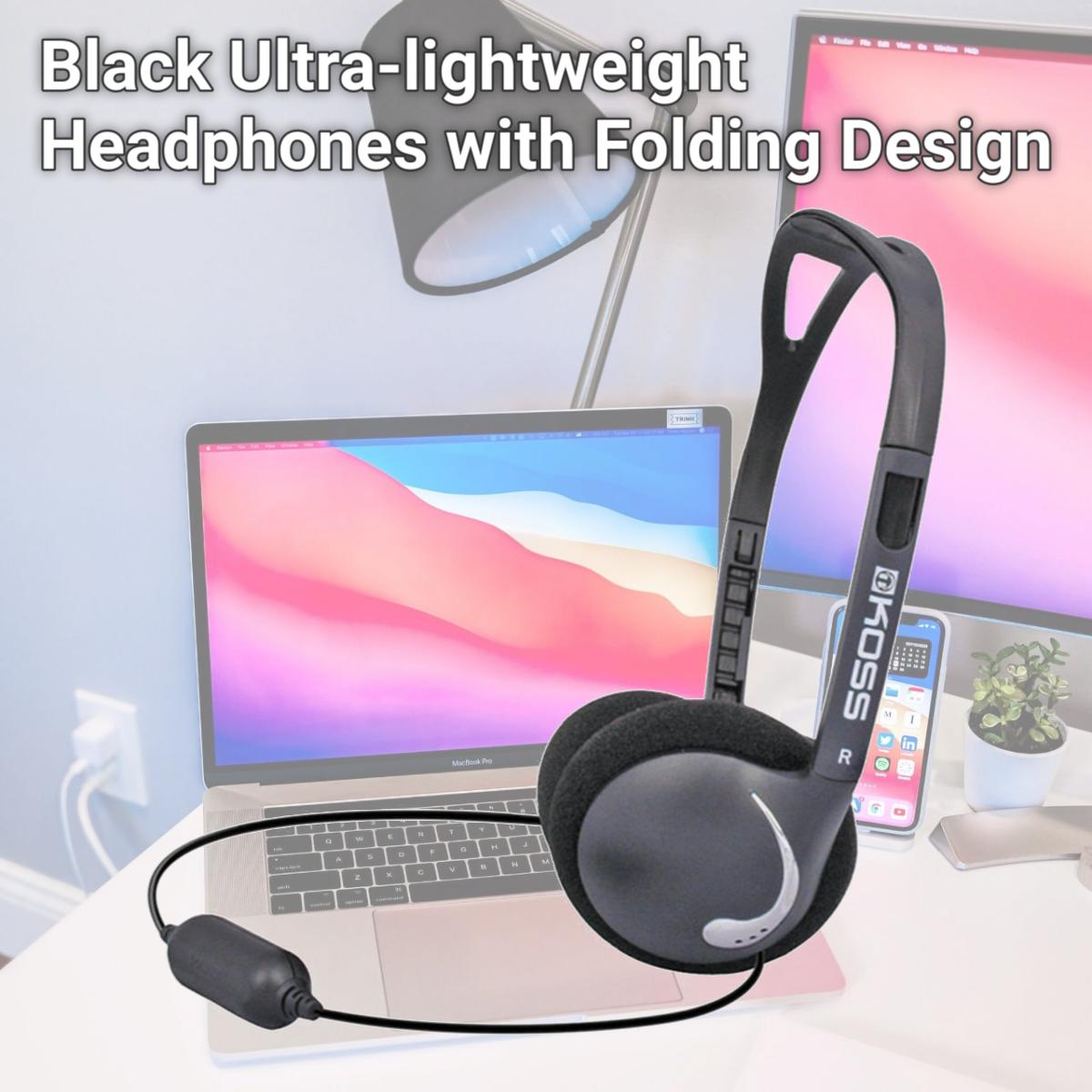 Picture of Koss KPH25K Black Ultra-lightweight Headphones with Folding Design