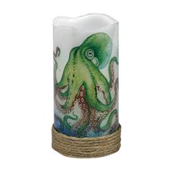 Led7547 Octopus Led Candle, Green & Cream - Pack Of 4