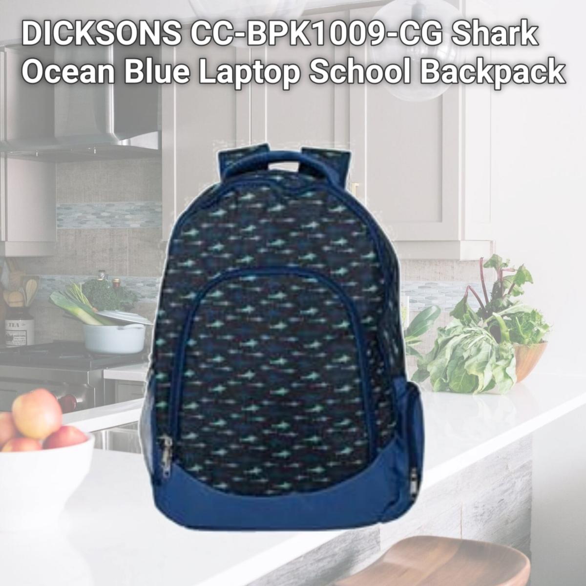 Picture of DICKSONS CC-BPK1009-CG Shark Ocean Blue Laptop School Backpack
