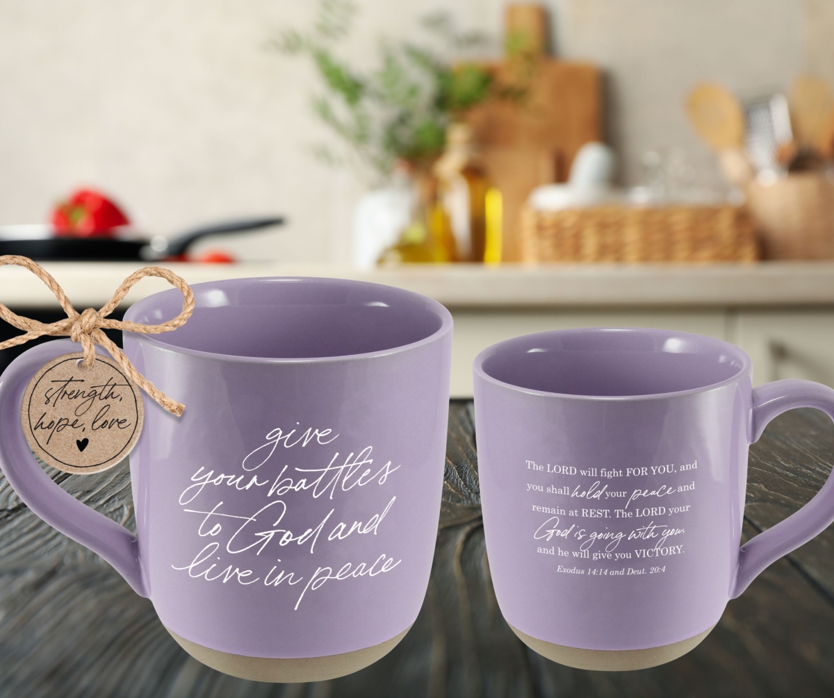 Picture of Dicksons 18428 Mug Give Your Battles To God Purple